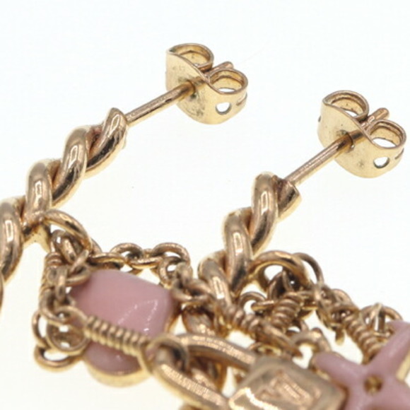 LOUIS VUITTON Earrings Creole Sweet Monogram M65749 Hoop Twist Pink Kadena Women - Picture 3 of 8